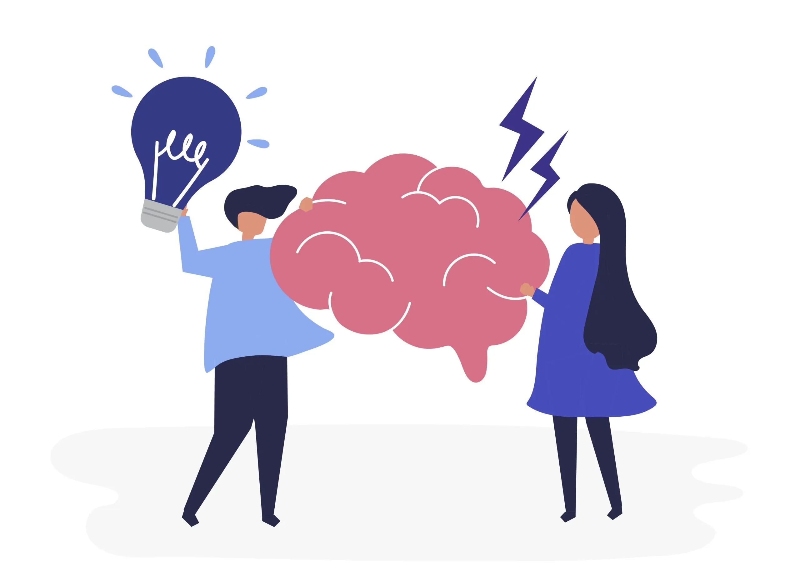 Character of people holding creative ideas icons illustration