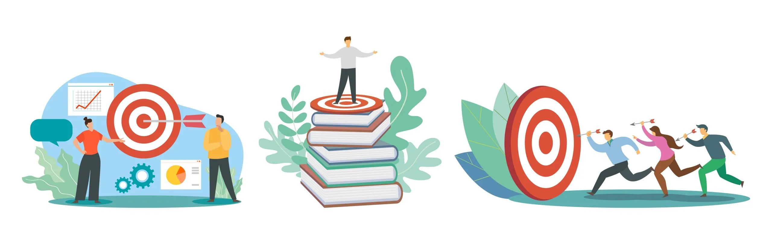Businessmen set their business goals to help them reach the top