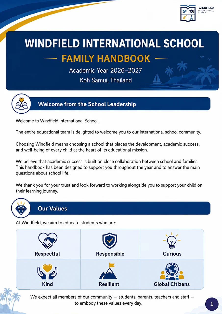 Family Handbook Windfield 2026-2027
